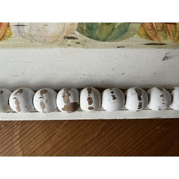 Welcome Fall Double Handled Chippy Wooden Tray 20” L Pumpkins - Picture 4 of 10